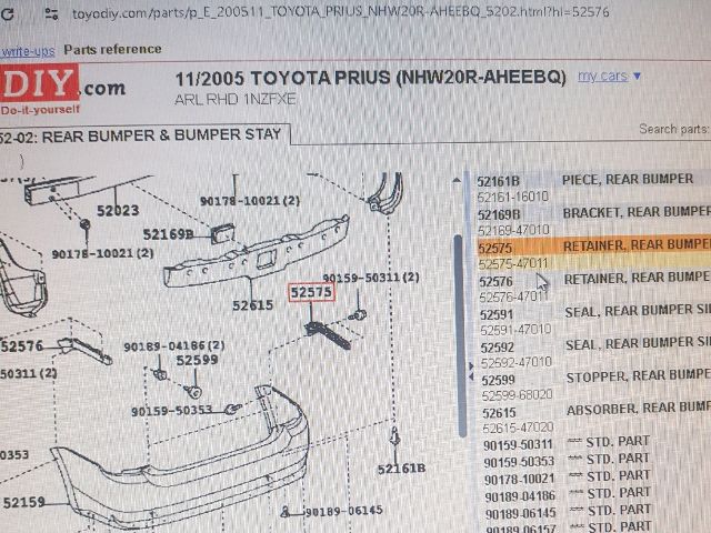 bontott TOYOTA PRIUS Jobb hátsó Lökhárító Tartó (Műanyag)