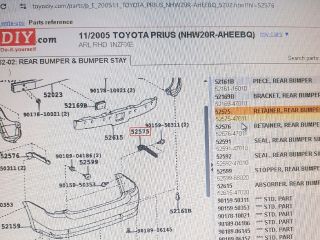bontott TOYOTA PRIUS Jobb hátsó Lökhárító Tartó (Műanyag)