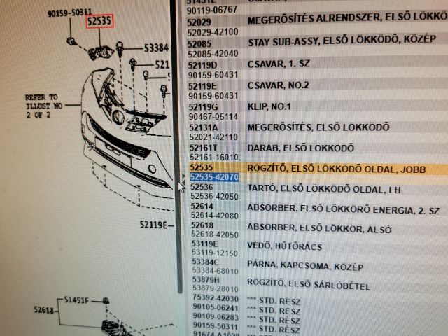 bontott TOYOTA RAV 4 Jobb első Lökhárító Tartó (Műanyag)