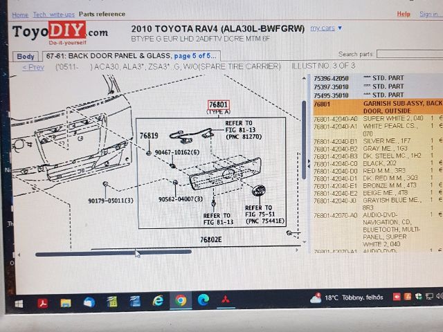bontott TOYOTA RAV 4 Rendszámtábla Világítás Keret