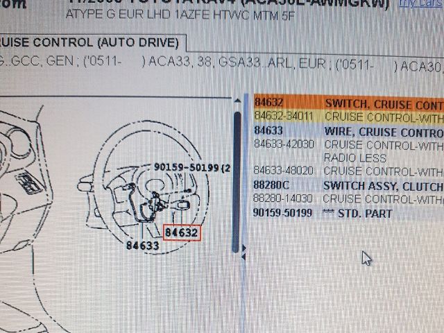 bontott TOYOTA RAV 4 Tempomat Kar (Magában)