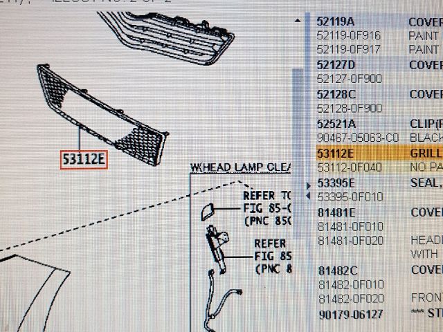 bontott TOYOTA VERSO Első Lökhárító Alsó Középső Díszrács