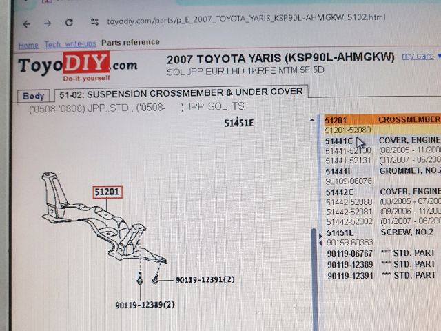 bontott TOYOTA YARIS Első Bölcső