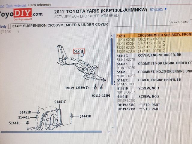 bontott TOYOTA YARIS Első Bölcső