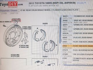 bontott TOYOTA YARIS Bal hátsó Fék Alaplap