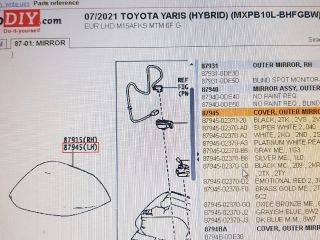 bontott TOYOTA YARIS CROSS Bal Visszapillantó Tükör Burkolat