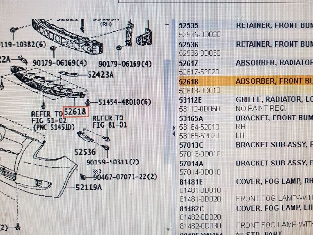 bontott TOYOTA YARIS Első Lökhárító Alsó (Műanyag)