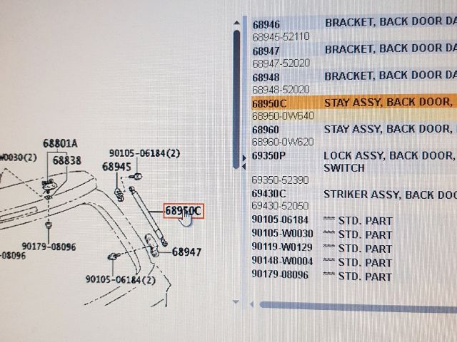 bontott TOYOTA YARIS Gázrugós Kitámasztó Teleszkóp Csomagtérajtó Jobb