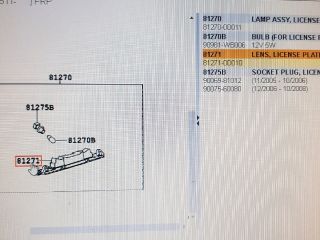 bontott TOYOTA YARIS Hátsó Rendszámtábla Világítás