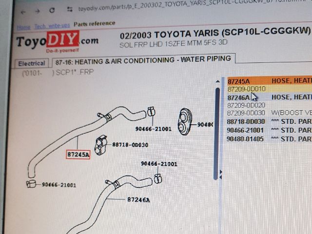 bontott TOYOTA YARIS Hűtővíz Elosztó Cső
