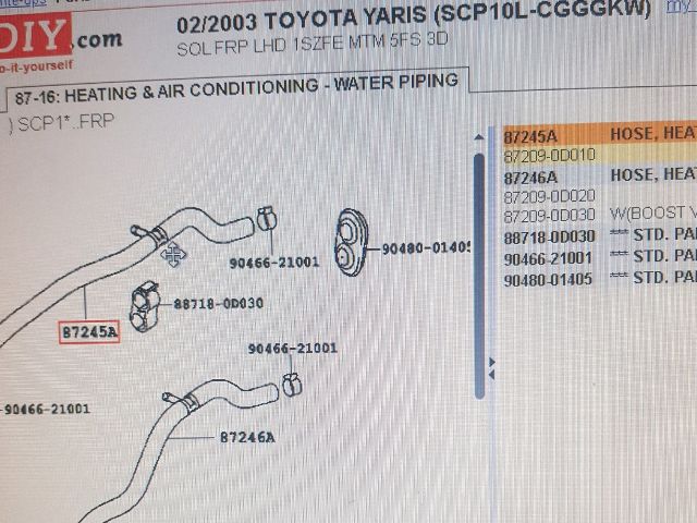 bontott TOYOTA YARIS Hűtővíz Elosztó Cső