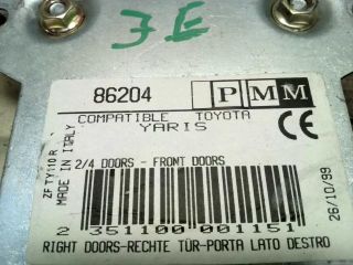 bontott TOYOTA YARIS Jobb első Ablakemelő Szerkezet (Elektromos)