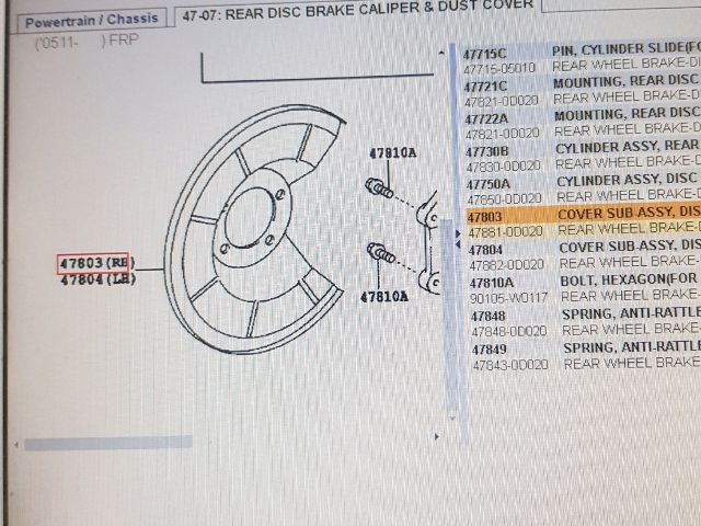 bontott TOYOTA YARIS Jobb hátsó Fék Porvédő Lemez