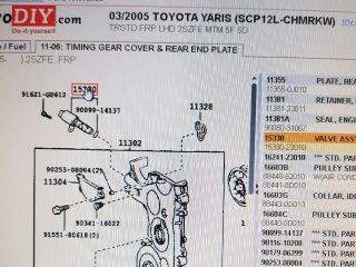 bontott TOYOTA YARIS Olajnyomás Szelep Okoskerékhez
