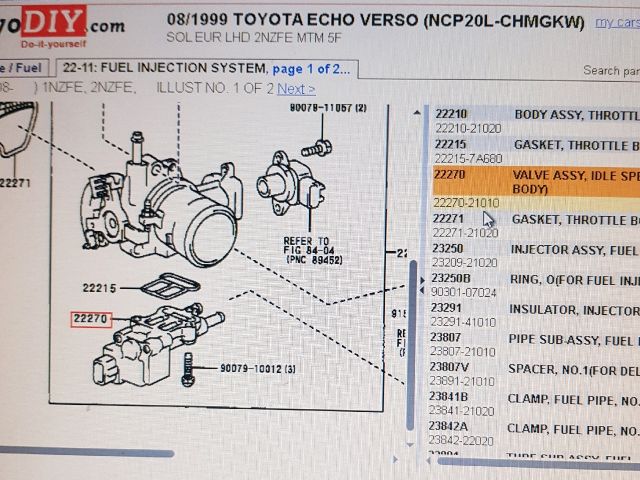 bontott TOYOTA YARIS VERSO Alapjárati Motor
