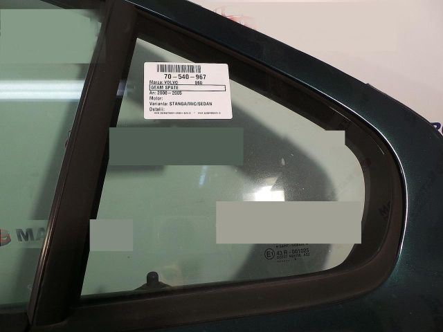 bontott VOLVO S60 Bal hátsó Fixüveg (Ajtóban)