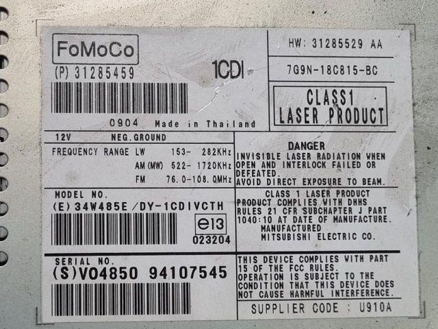 bontott VOLVO XC60 Rádió / CD