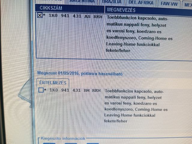 bontott VW CADDY Világítás Kapcsoló