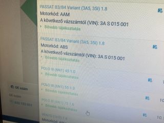 bontott VW GOLF II Központi Injektor