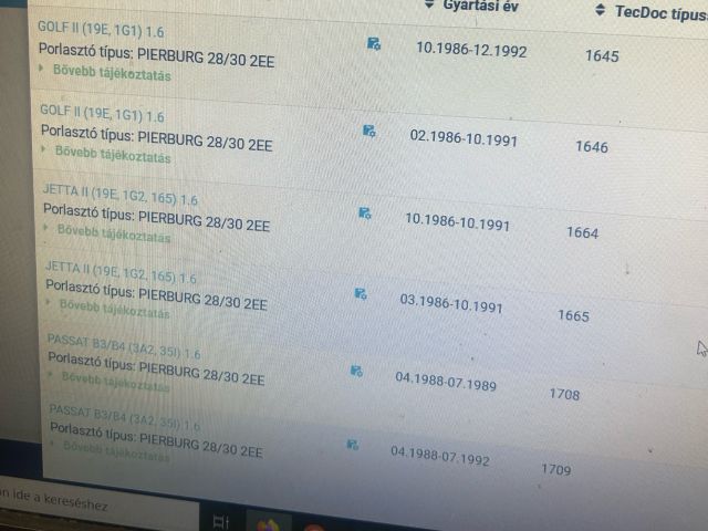 bontott VW GOLF II Központi Injektor