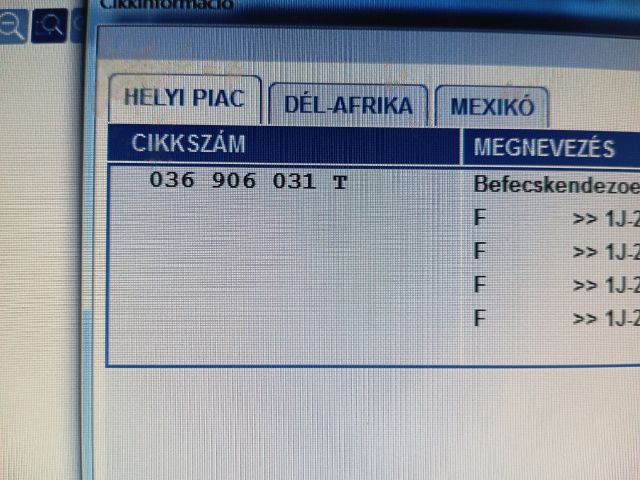 bontott VW GOLF IV Porlasztó Sor / Híd