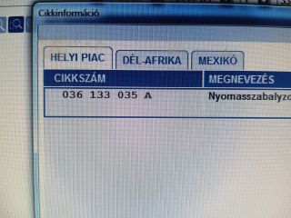 bontott VW GOLF IV Porlasztó Sor / Híd