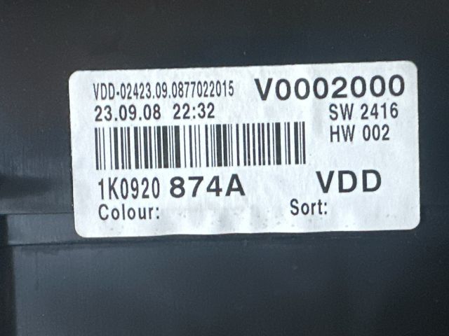 bontott VW GOLF V Kilométeróra