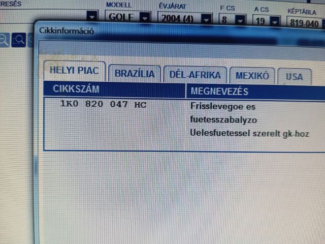 bontott VW GOLF V Fűtéskapcsoló (manuális klímás)