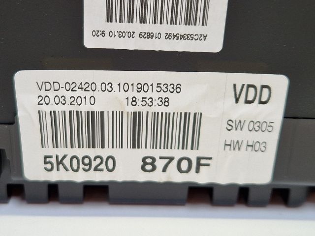 bontott VW GOLF VI Kilométeróra