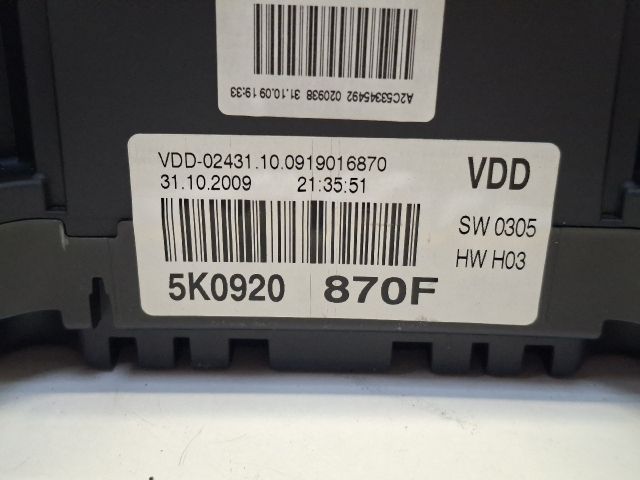 bontott VW GOLF VI Kilométeróra