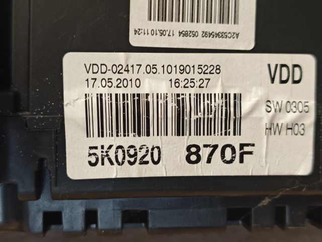 bontott VW GOLF VI Kilométeróra