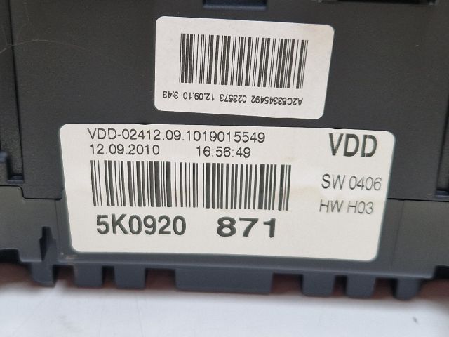 bontott VW GOLF VI Kilométeróra