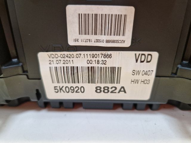 bontott VW GOLF VI Kilométeróra