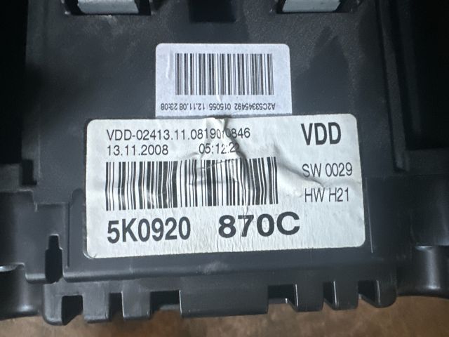 bontott VW GOLF VI Kilométeróra