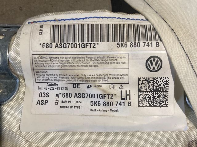 bontott VW GOLF VI Bal első Függöny Légzsák