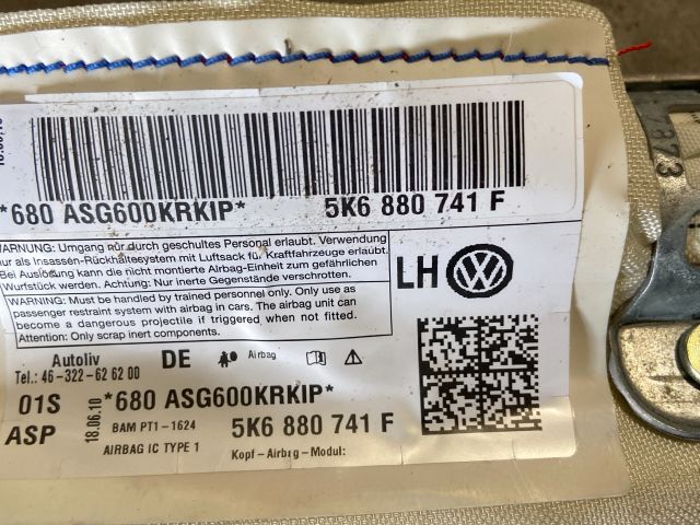 bontott VW GOLF VI Bal első Függöny Légzsák