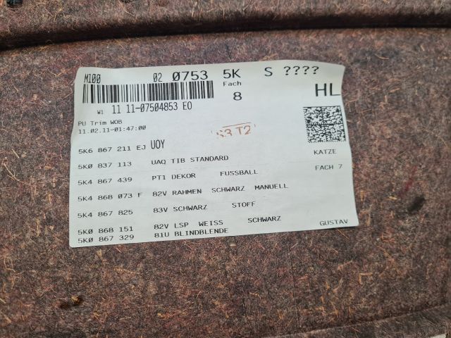 bontott VW GOLF VI Bal hátsó Ajtó Kárpit