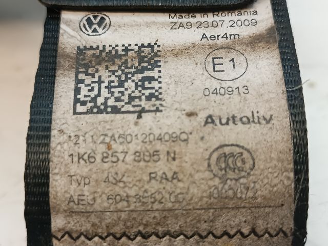 bontott VW GOLF VI Bal hátsó Biztonsági Öv