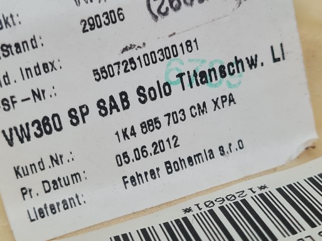 bontott VW GOLF VI Bal hátsó Ülés Légzsák