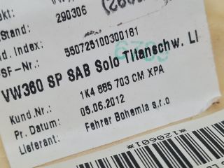 bontott VW GOLF VI Bal hátsó Ülés Légzsák