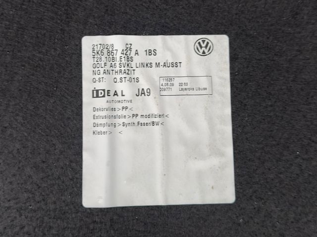 bontott VW GOLF VI Csomagtér Kárpit