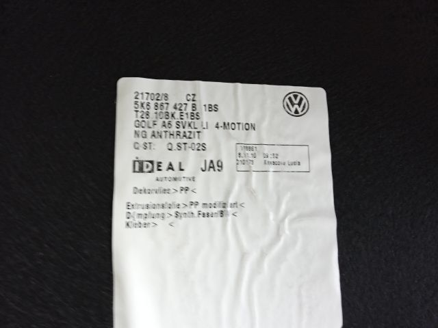 bontott VW GOLF VI Csomagtér Kárpit