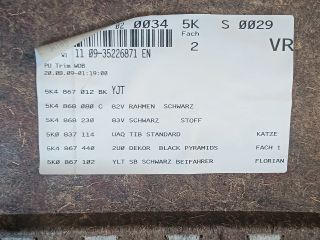 bontott VW GOLF VI Jobb első Ajtó Kárpit