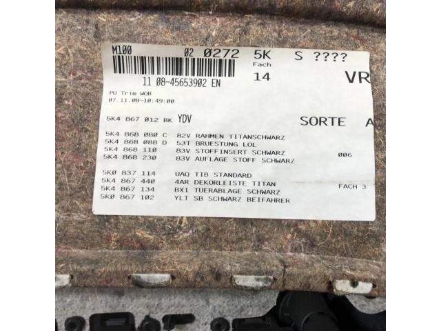 bontott VW GOLF VI Jobb első Ajtó Kárpit