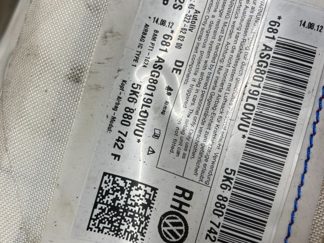 bontott VW GOLF VI Jobb első Függöny Légzsák