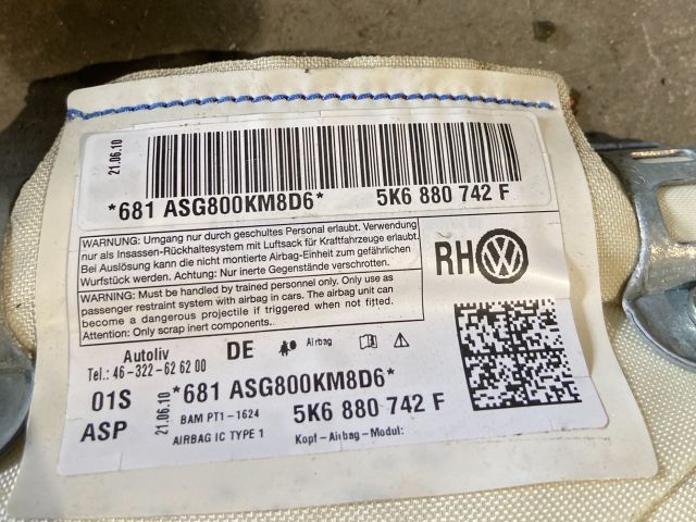bontott VW GOLF VI Jobb első Függöny Légzsák