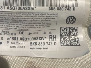 bontott VW GOLF VI Jobb első Függöny Légzsák