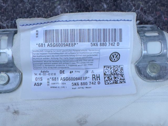 bontott VW GOLF VI Jobb Fejlégzsák