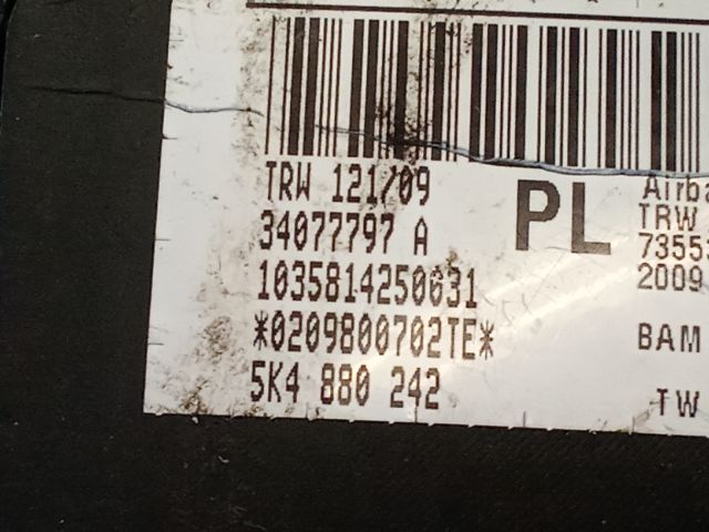 bontott VW GOLF VI Jobb Oldallégzsák