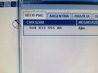 bontott VW GOLF VII Bal hátsó Ajtó (Üres lemez)